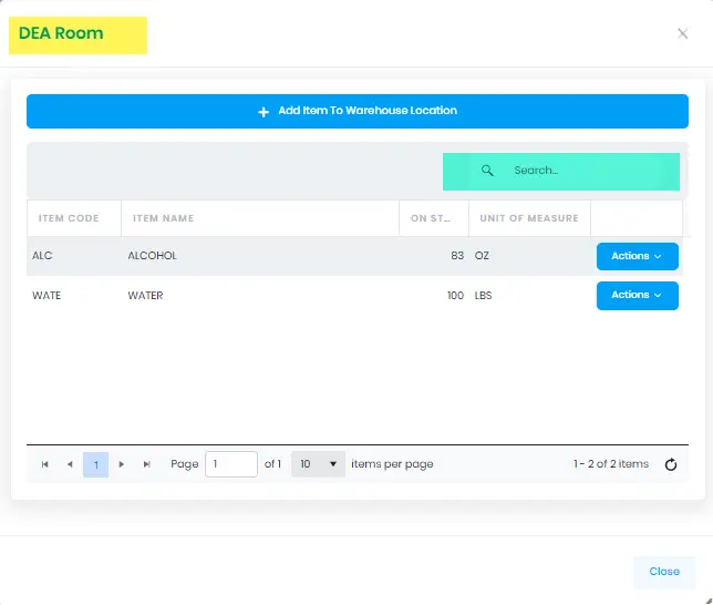 When you click on each room, real time inventory from this location will show up. You can add , delete or edit any item. You can relocate any specific item from one room to another.