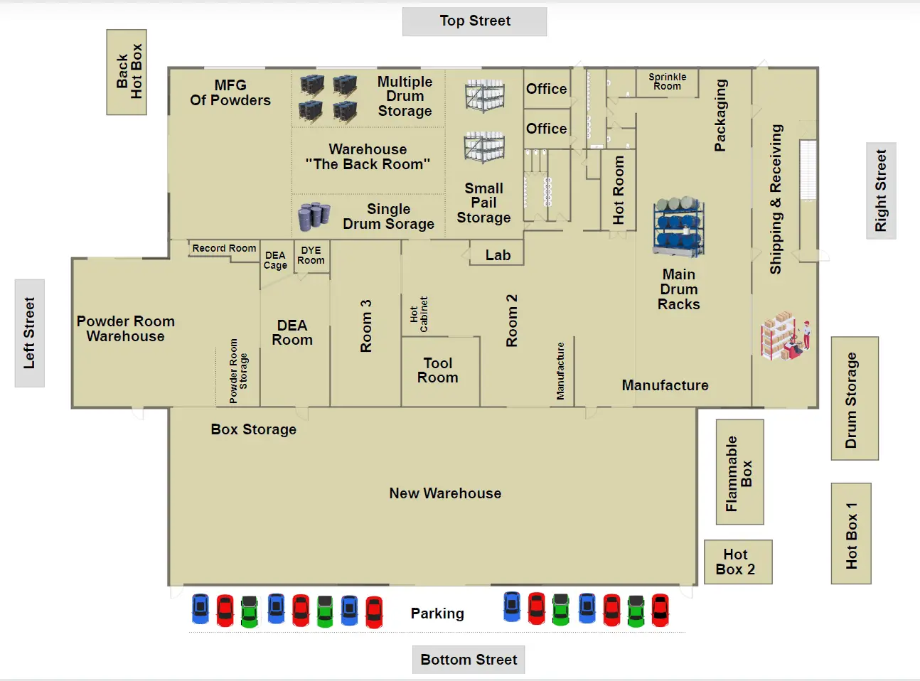 This is an automation for warehouse management. When clicking on each location is shows the current inventory. 