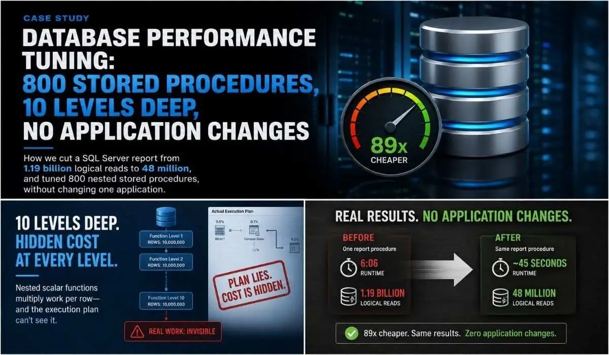 SQL Server execution plan showing hidden cost of scalar functions.